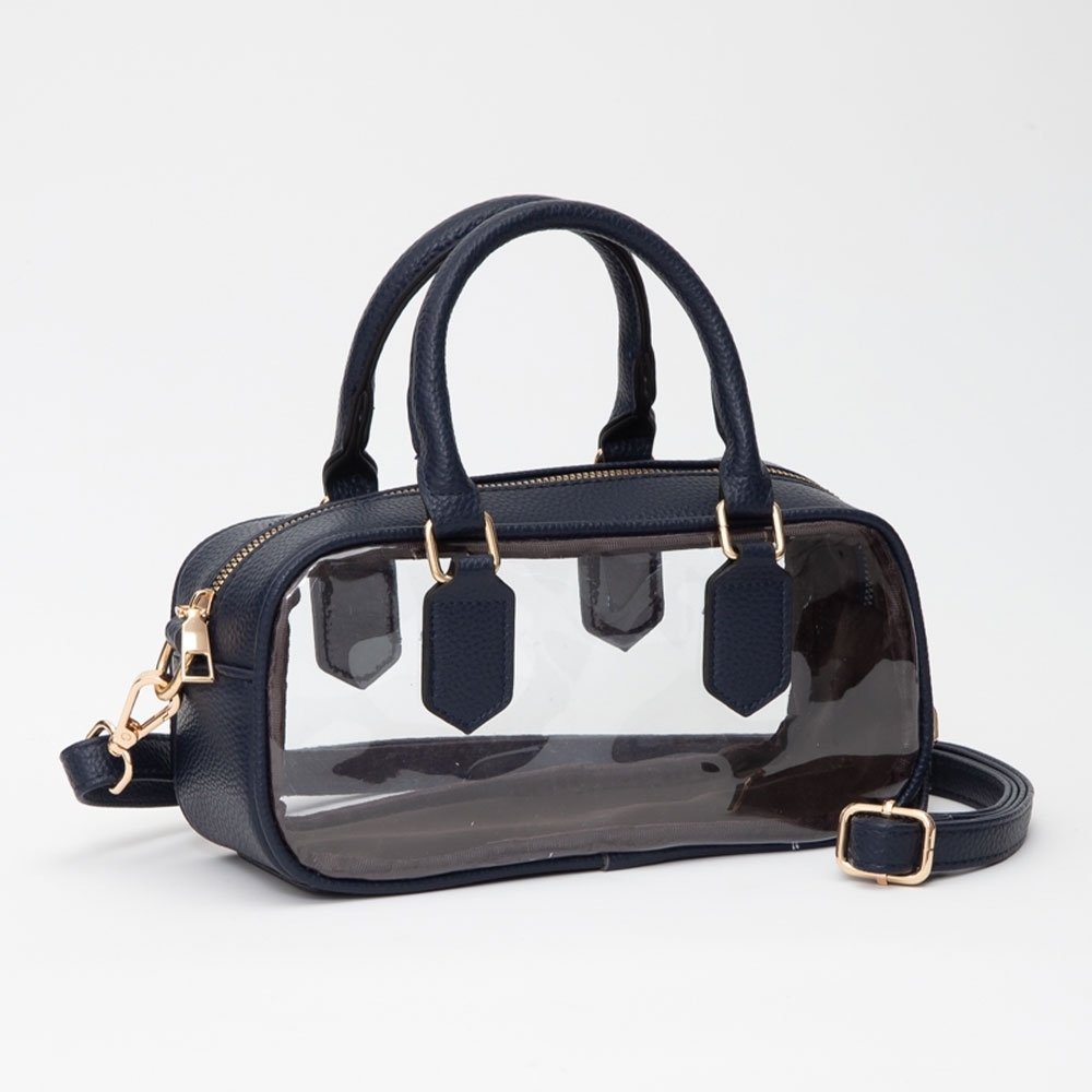 Navy Blue Handle Structured Transparent Clear Han… - image 1